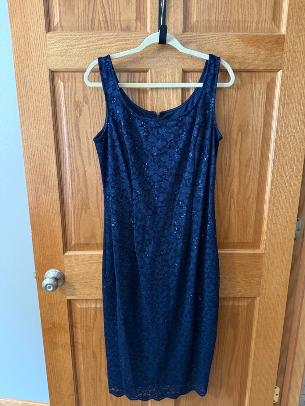 SLNY Navy Lace Sequin Dress with Matching Jacket Mother of the Bride. Worn once - Picture 2 of 4